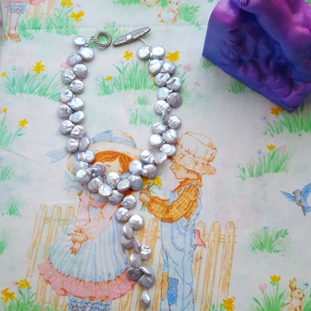 KC Sterling Baroque Y Pearl Necklace Y